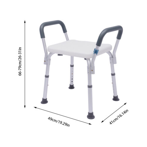 Duschstuhl mit Armlehne Badestuhl Höhenverstellbar Dusch Bad Hocker 150kg - Bild 2 von 10