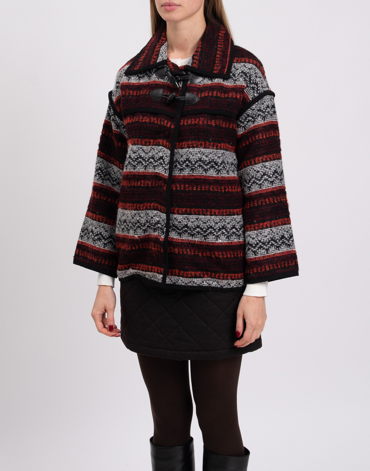 ALTRA GEORGE J. Giacca LOVE taglia L misto lana motivo etnico colletto Made in Italy