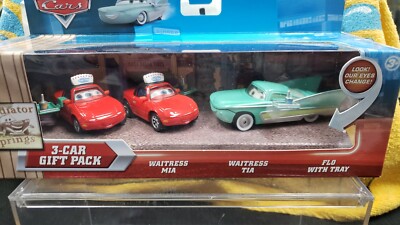 NIB DISNEY PIXAR CARS RADIATOR SPRINGS 3 PACK WAITRESS MIA TIA FLO