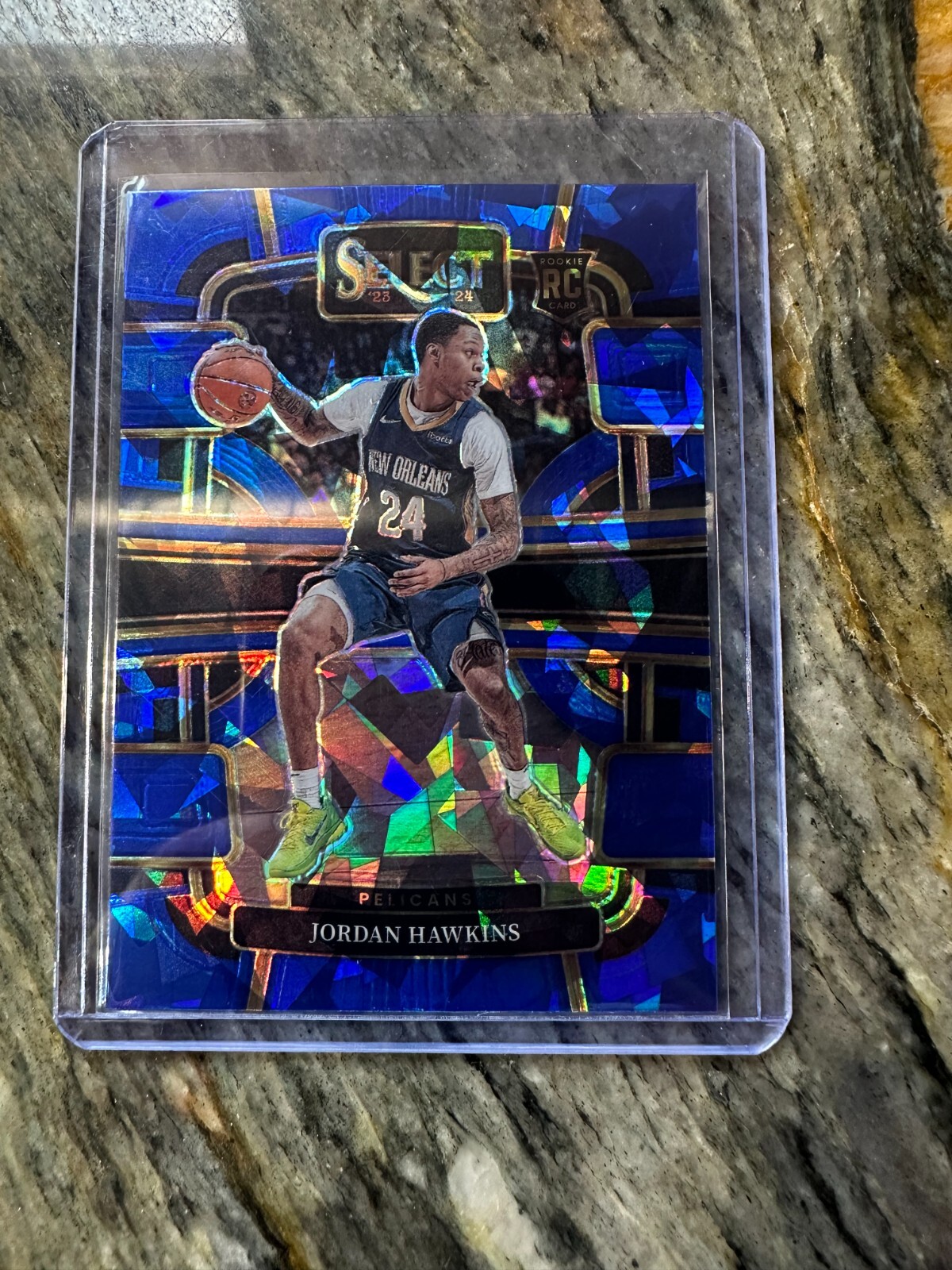 2023-24 Panini Select - Concourse Jordan Hawkins #72 Blue Cracked Ice Prizm (RC)