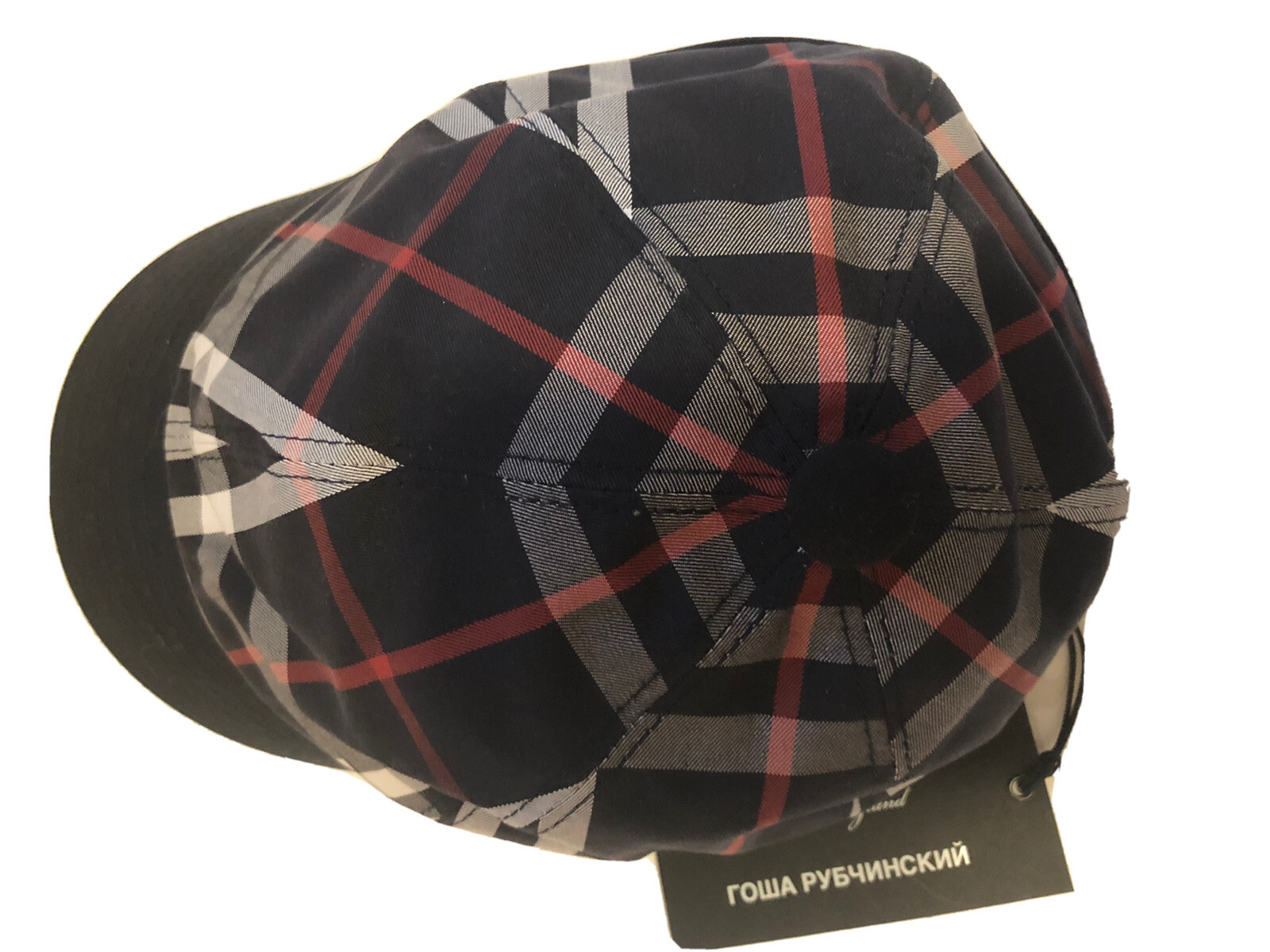 Burberry  x Gosha Rubchinskiy Cap M  Navy Check Japanese Style Made In Italy NEW image 5