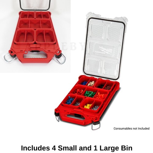 2 x Milwaukee PACKOUT Low-Profile Compact Organiser Modular Storage 48228436 New - Picture 6 of 12