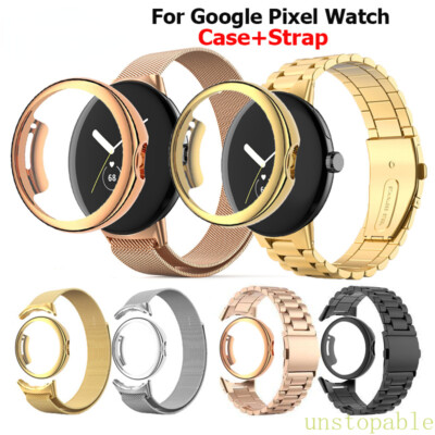 Stainless Steel Strap Metal Watch Band + TPU Case For Google Pixel Watch 1 2