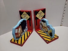 Book Ends Creative Concepts For Kids Room Tractor Truck Wooden 3.75" x 7.25"