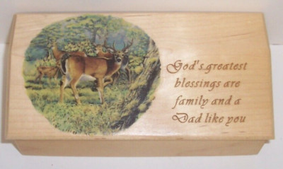 Vintage cedar-wood keepsake box ''GREATEST DAD'' Inside Padded Trinket box 7'' x 3''