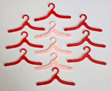 VINTAGE BARBIE KEN DOLL 11 PINK AND RED PLASTIC CLOTHES HANGERS ACCESSORIES