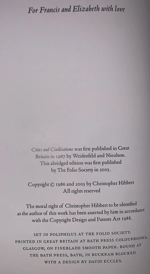 THE FOLIO SOCIETY, CITIES AND CIVILISATIONS, by CHRISTOPHER HIBBERT, SLIPCASE — 第 4/4 张图片