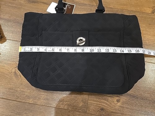Vera Bradley Black Microfiber Toggle Quilted Tote~Medium NWT - 第 9/11 張圖片