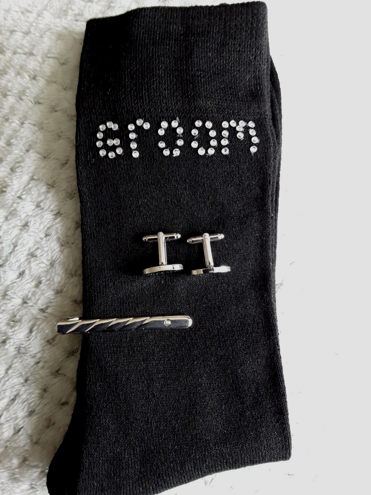 SAOLA Set calze da sposa Diamante spilla e gemelli