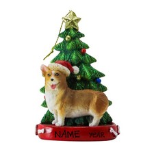 Corgi with Christmas Tree Personalized Christmas Dog Ornament