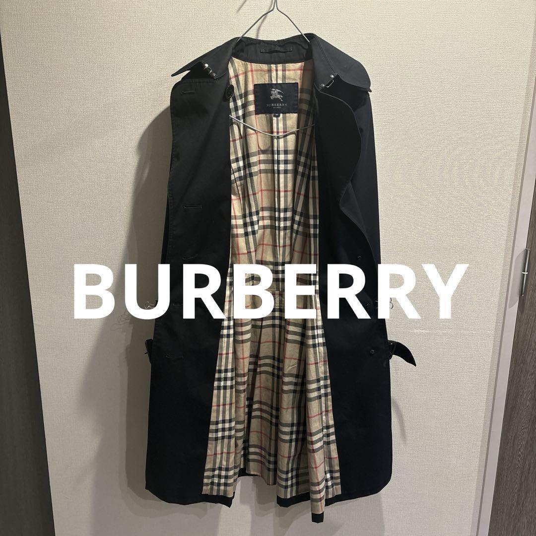Burberry Nova Check Trench Coat with Belt Size M Black Polyester Cotton