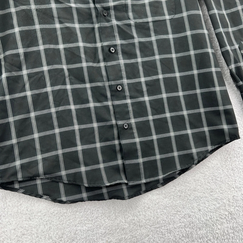 Camisa de vestir Haggar para hombre mediana 15,5 negra abotonada a cuadros recortada microfibra Foto 4 de 4