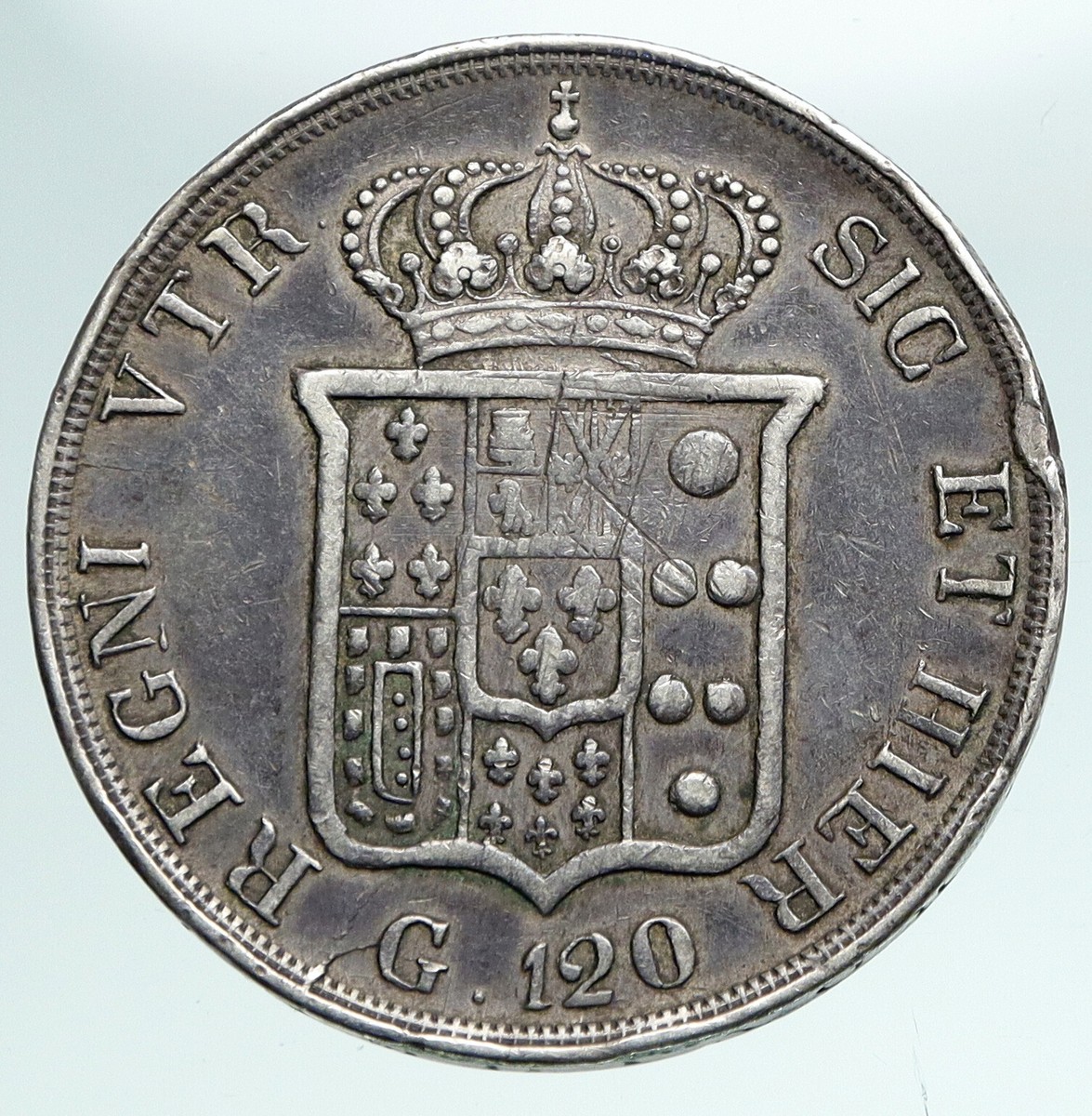 1834 ITALY Italian States NAPLES SIC Ferdinand II Kingdom Silver