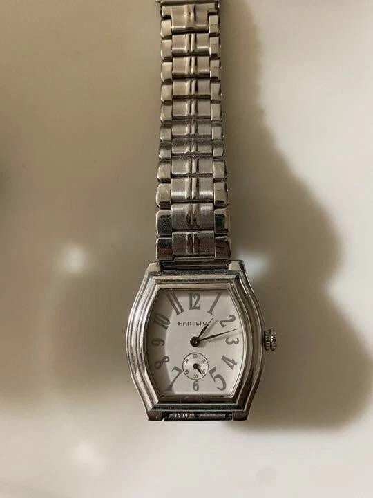Wristwatch Hamilton Silver Stainless Steel Band Quartz Square Dial
