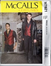 McCall's M7821 Men Pirate Hook Costume Pattern- Coat Vest, Szs38-44, 46-52