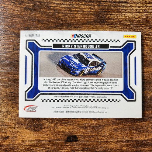 5-05-25 PWE-THICK . 2024 donruss nascar #brm-rsj ricky stenhouse jr red TIRE /99 - Picture 2 of 2