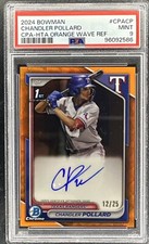 2024 1st Bowman Chrome Chandler Pollard /25 Orange Wave Refractor Auto RC! Texas