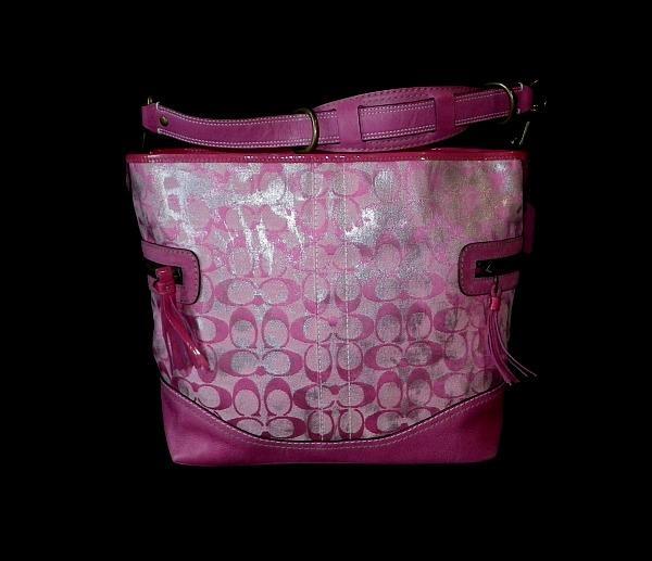 NEW COACH PINK TIE DYE METALLIC SIGNATURE C SHOULDER TOTE BAG