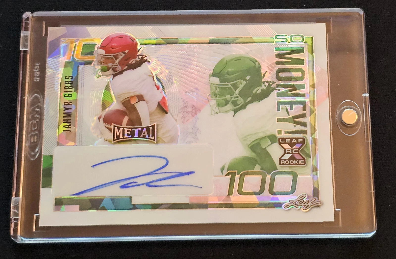 Jahmyr Gibbs Leaf Metal So Money! Autographs #SMJG1 White