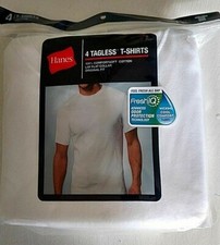 Hanes 4 pack 100 cotton solid white crew neck undershirts