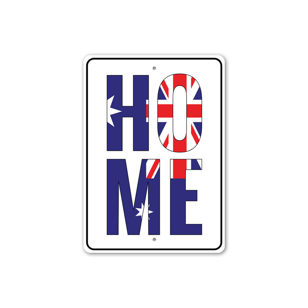 Home, Australia Flag Sign, Patriotic Home Decor, Man Cave Metal Sign