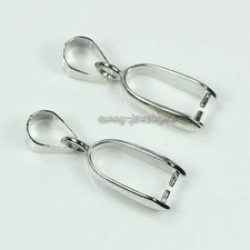 Wholesale 100pcs/lot 24x7mm Dull Silver Plated Large Pendant Pinch Bails Finding