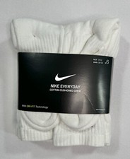 Nike Everyday Cotton Cushioned Crew Socks White Men  s Size 8  12 Large 6-Pack