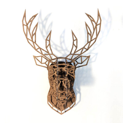 3D Hirsch Wandhalterung Tierkopf - Geometrische Trophäe Acryl Wandkunst Modernes Design