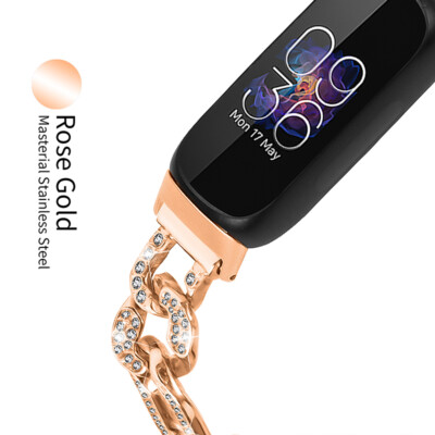 Bracelet Bling-bling Compatible Avec Fitbit Versa 4 / Sense 2 / Versa 3 / Sense Pour Femme - Élégant Bracelet En Métal Avec Strass - Pour Fitbit Versa 4 / Sense 2