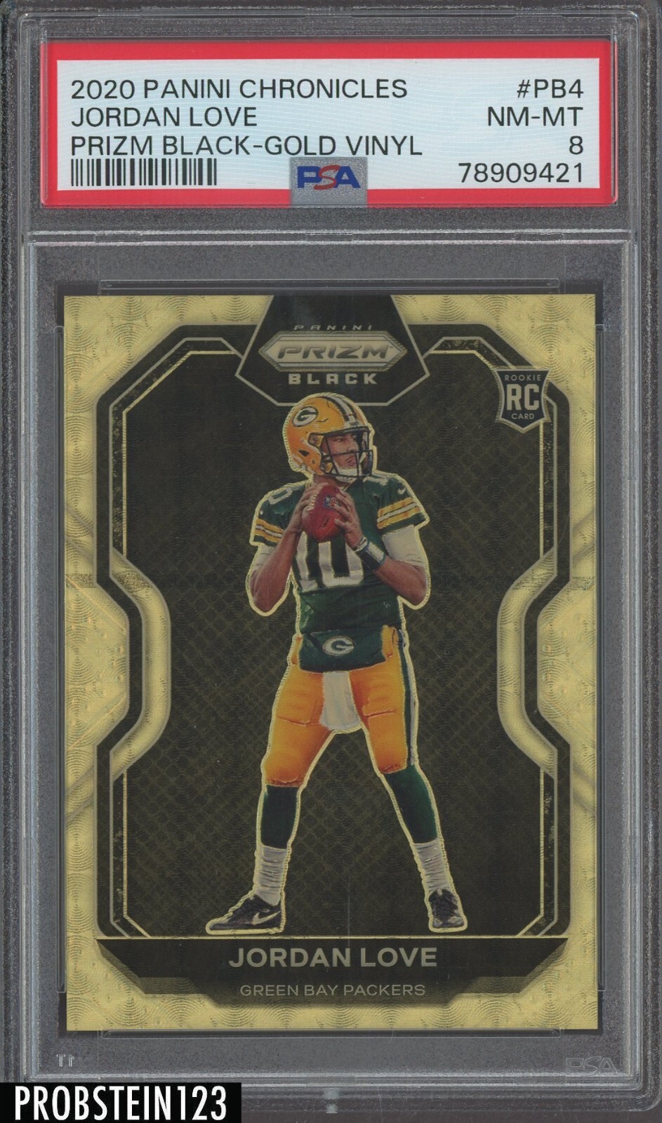 Jordan Love Panini Chronicles Prizm Black #PB4 Gold Vinyl