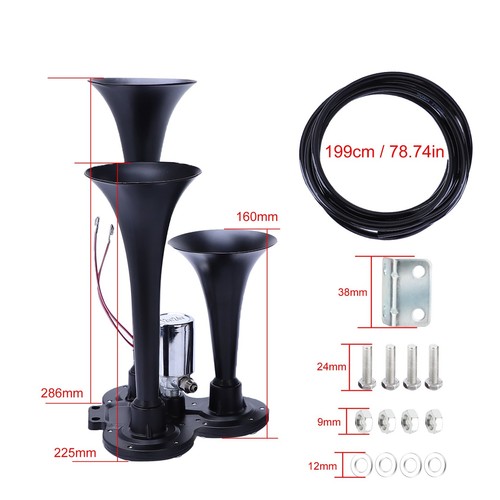 600Db 12v/24v Heavy Duty Train Horn with Triple Trumpet Superior Sound Truck Car - Picture 4 of 12
