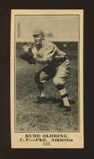 1916 M101-4 "Sporting News" Blank Backs #133 RUBE OLDRING (Philadelphia A's)