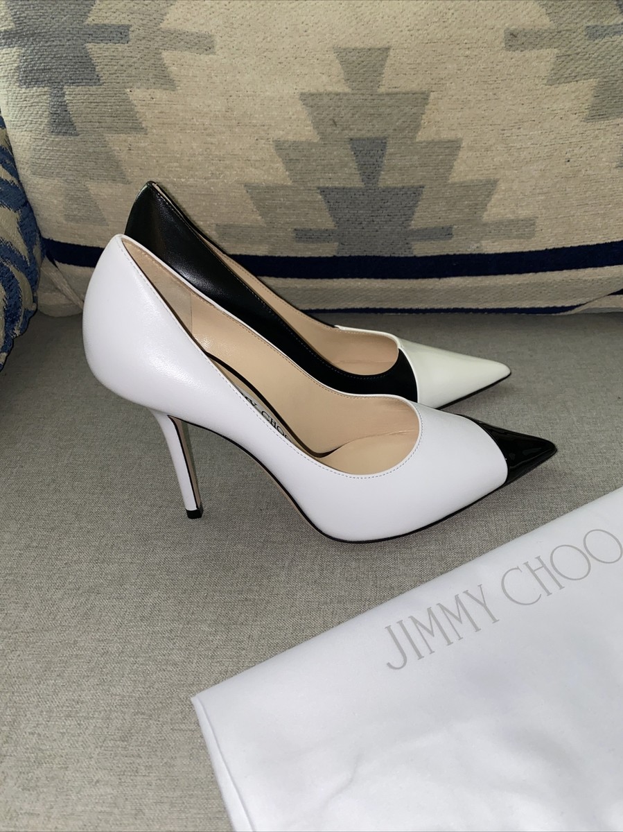 Jimmy Choo Love 100 asymmetric black/white nappa/patent