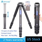 36MM Tube Heavy Duty Tripod Carbon Fiber Compact Tripod with Center Column 66lbs