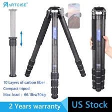 36MM Tube Heavy Duty Tripod Carbon Fiber Compact Tripod with Center Column 66lbs