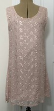 Vintage Boutique Europa Floral-Embroidered Beige Sleeveless Lined Dress: Size M