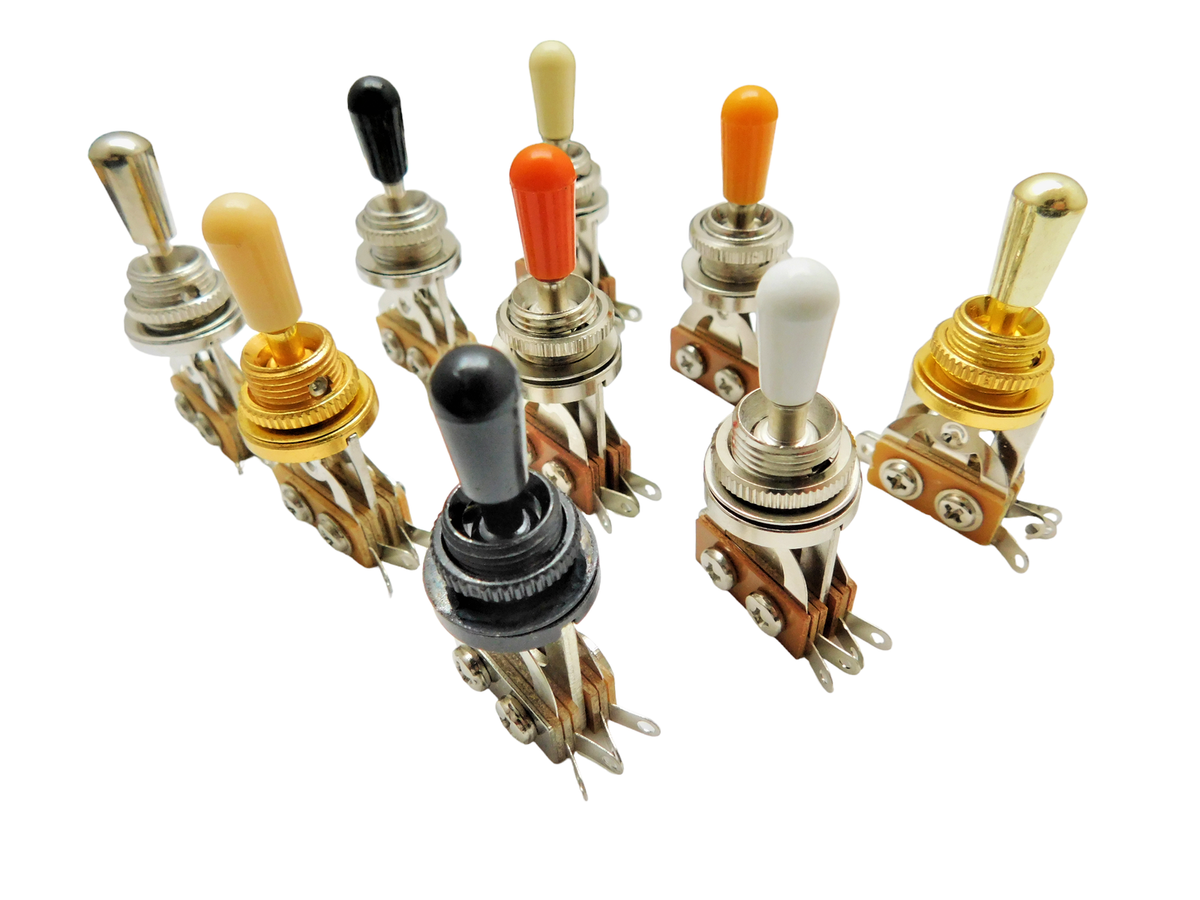 3-Wege-Tonabnehmer-Kippschalter Für Gitarre (Les Paul, SG, Epiphone), 2 Stück, Schwarze Spitze – Box-Stil, Geräuschlos