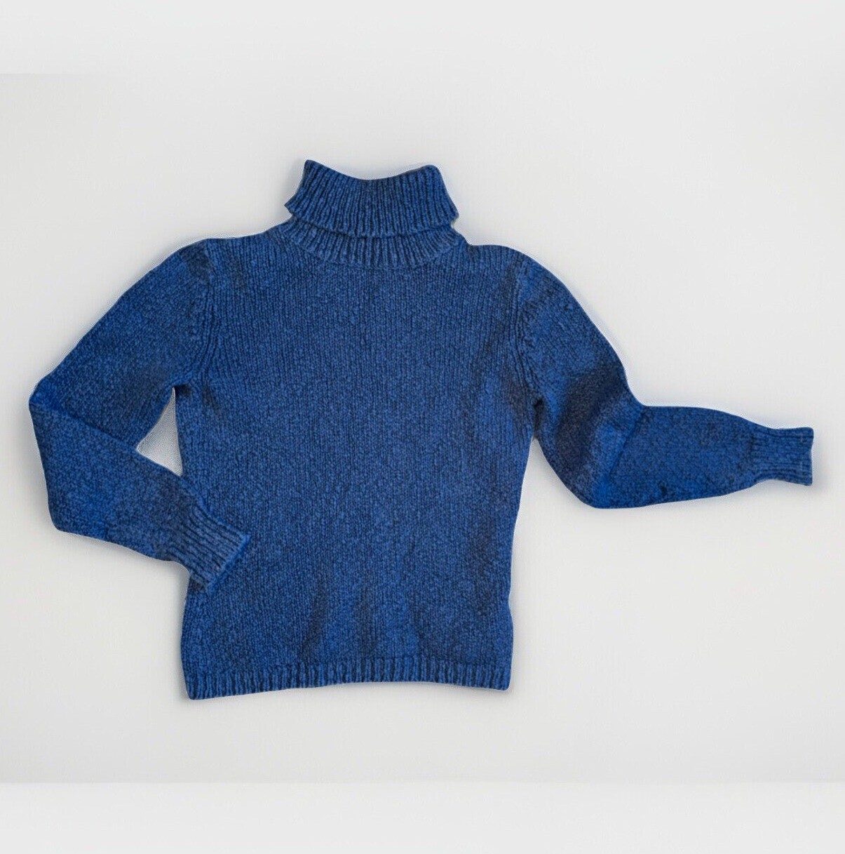 Women's Talbot's XS Turtleneck Pullover Sweater Chunky Blue Boxy 100% Cotton