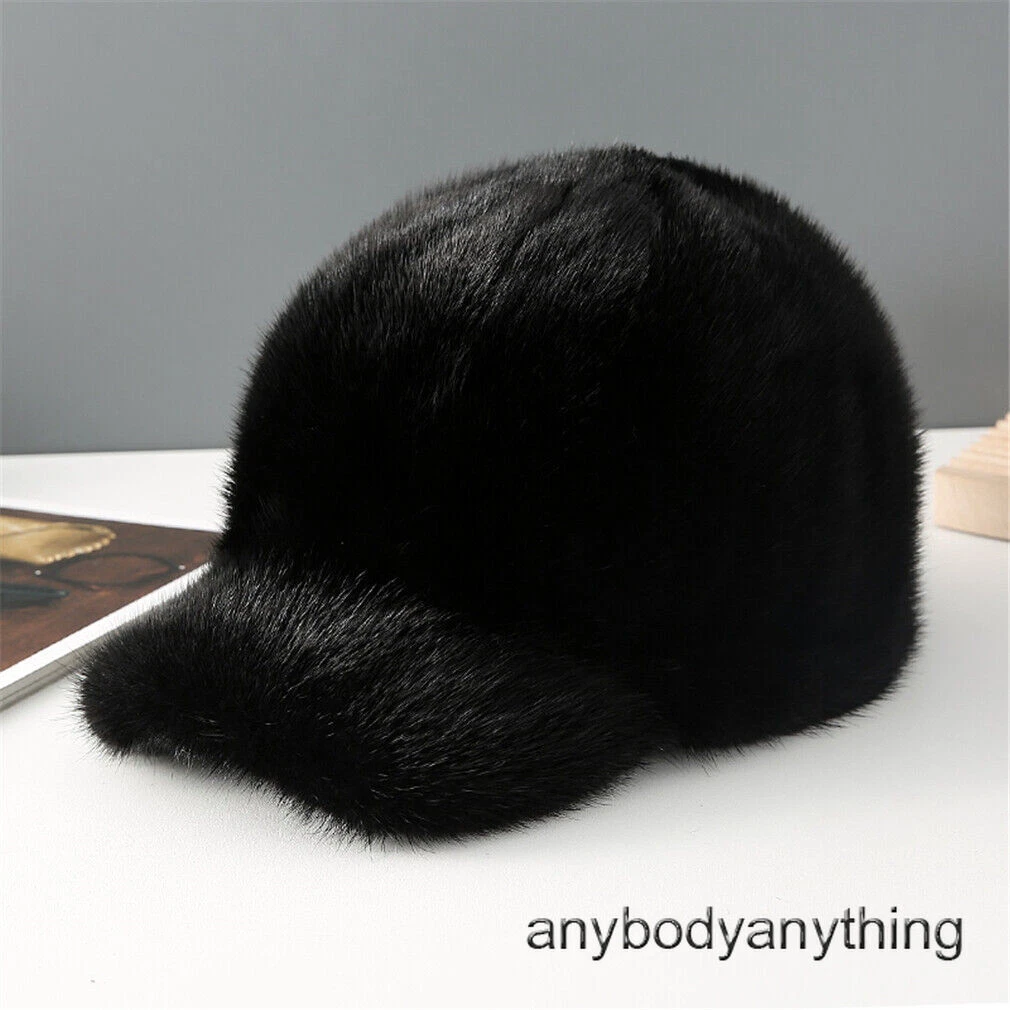 Men's Real Mink Fur Hat Thicken Winter Warm Baseball Cap Outdoor Fashion Handsom