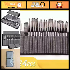 24 Pack Paint Brush Set with Organizer Roll  Palette Knife - Acrylic, Watercolo