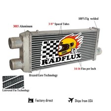 32.5x11.75x3 Polished 2 In1 Out Intercooler Twin Turbo Front Mount New 2 Row