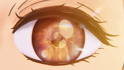 Anime art glowing eyes girls yellow sparkles reflection Custom Gaming Mat Desk
