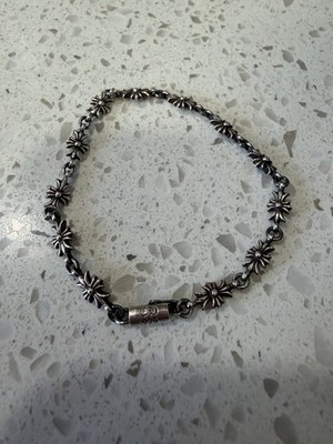Chrome Hearts Tiny E Cross Bracelet .925 Sterling Silver 12 Links