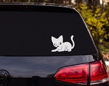 Cute Cartoon Kitten Silhouette Crouching Playful Pose Cat Vinyl Decal Sticker
