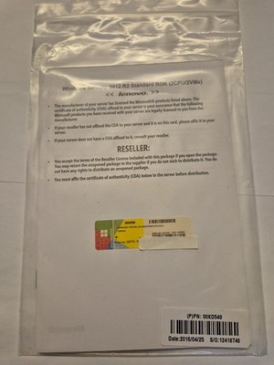 Lenovo Microsoft Windows Server 2012 R2 Std ROK2CPU/2VM Lizenz Key Aufkleber