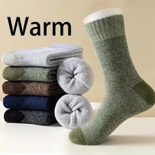 5 Pairs Men’s Heavy Duty Merino Wool Thermal Socks, Warm Winter Boots, EU 37-45