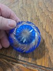 BLUE BOHEMIAN CUT TO CLEAR SWIRL SALT DIP CELLAR — photo 3