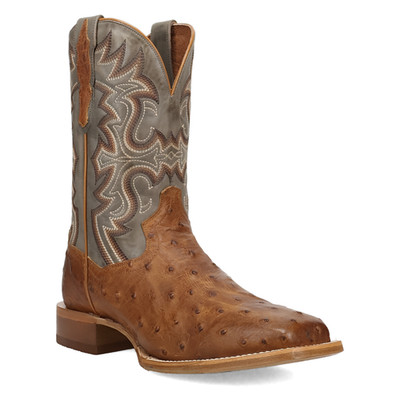 Dan Post Boots Men's DP5267 Drayden Ostrich Skin Western Cowboy Square Toe Tan