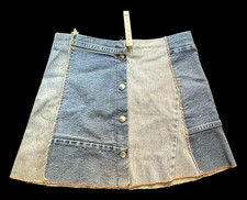 RARE Lauryn Hill-Everything AUTHENTIC snap front Denim Jean Skirt X-SMALL