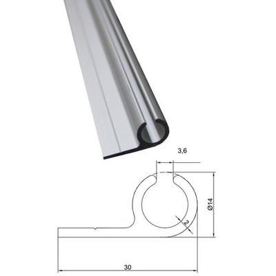(6 /m) Kederschiene 2m Aluminium eloxiert E6/EV1 14x30mm Zeltkeder 7,5-8,5mm 90°